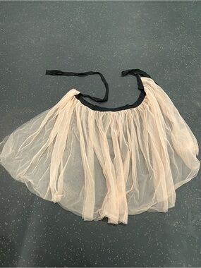 Sheer Tulle Ballet Skirt with Tie Waist - Blush